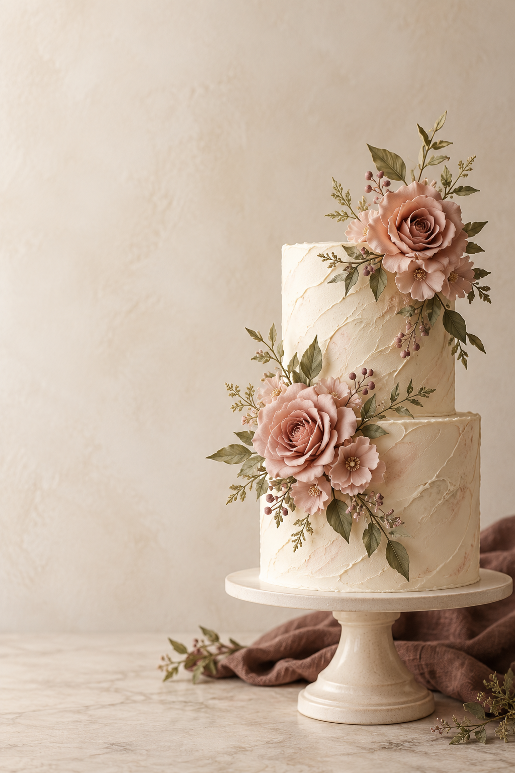 Wedding cake with floral decoration